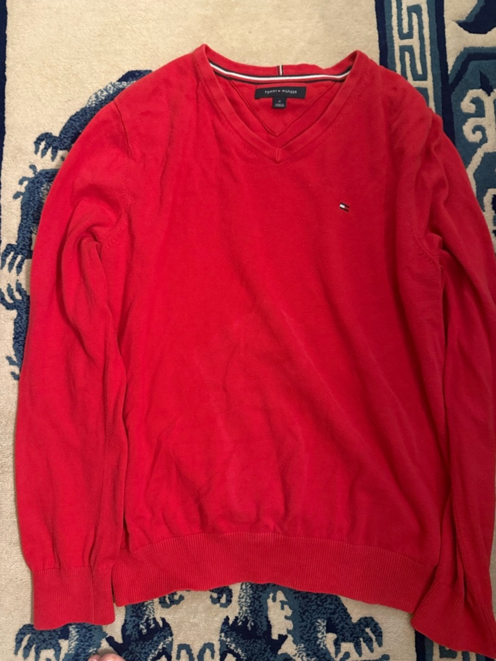 Tommy Hilfiger Bright Red V-Neck Sweater
